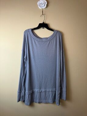 Light Grey Waffle Knit Long Sleeve Top